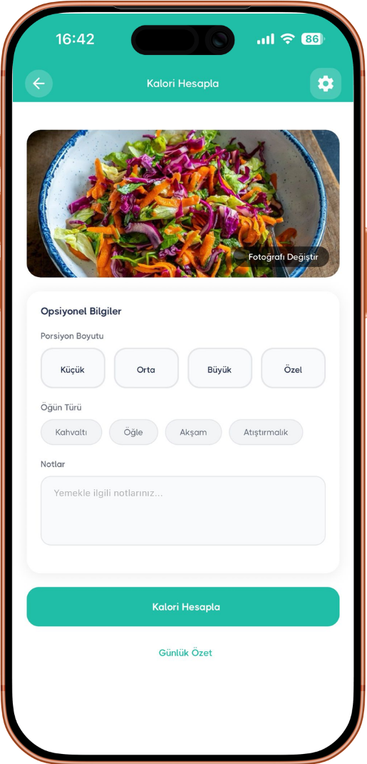 Mobil uygulama — Yemek takibi